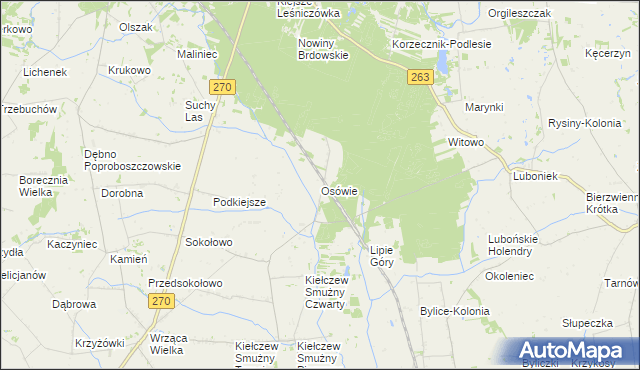 mapa Osówie, Osówie na mapie Targeo