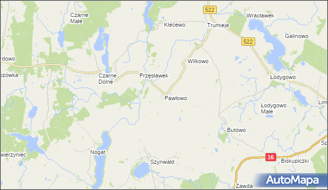 mapa Pawłowo gmina Gardeja, Pawłowo gmina Gardeja na mapie Targeo