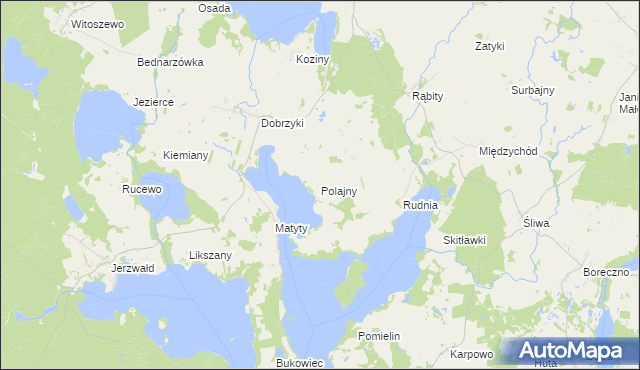 mapa Polajny, Polajny na mapie Targeo