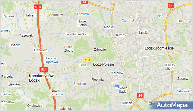 mapa Polesie gmina Łódź, Polesie gmina Łódź na mapie Targeo