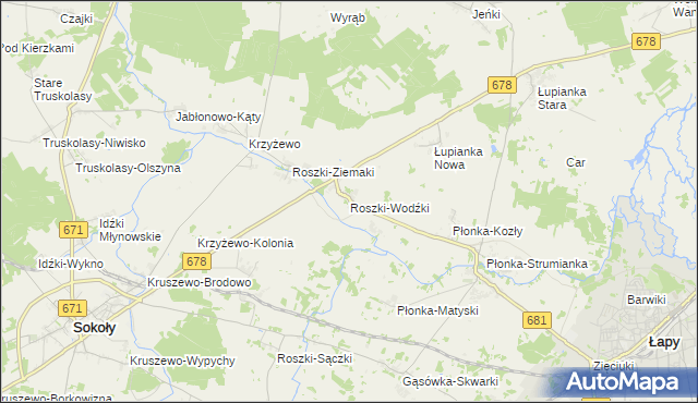 mapa Roszki-Wodźki, Roszki-Wodźki na mapie Targeo