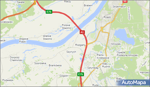 mapa Rozgarty gmina Grudziądz, Rozgarty gmina Grudziądz na mapie Targeo