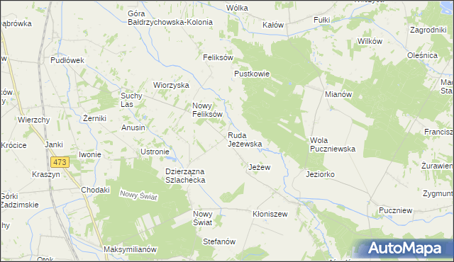 mapa Ruda Jeżewska, Ruda Jeżewska na mapie Targeo