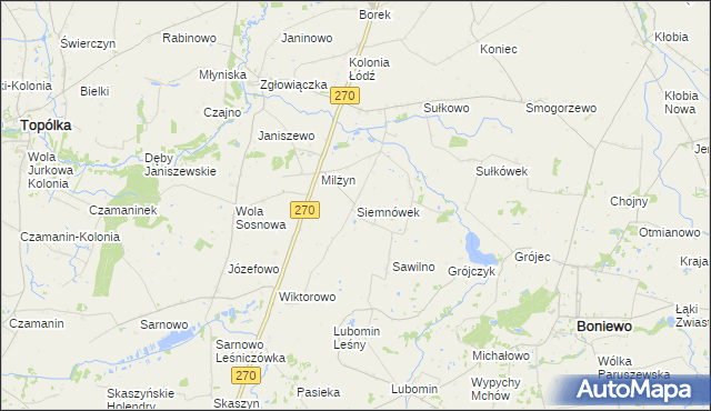 mapa Siemnówek, Siemnówek na mapie Targeo