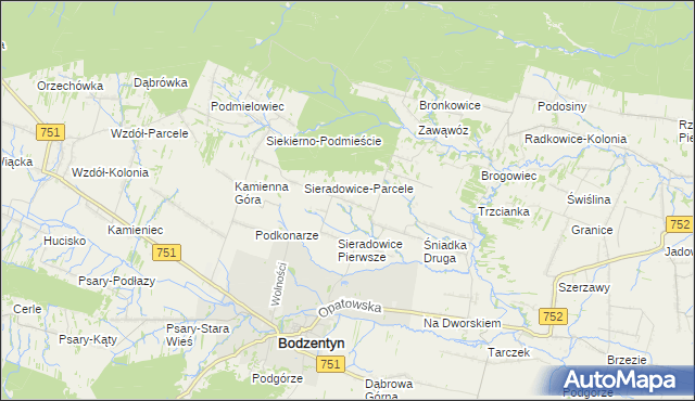 mapa Sieradowice Drugie, Sieradowice Drugie na mapie Targeo