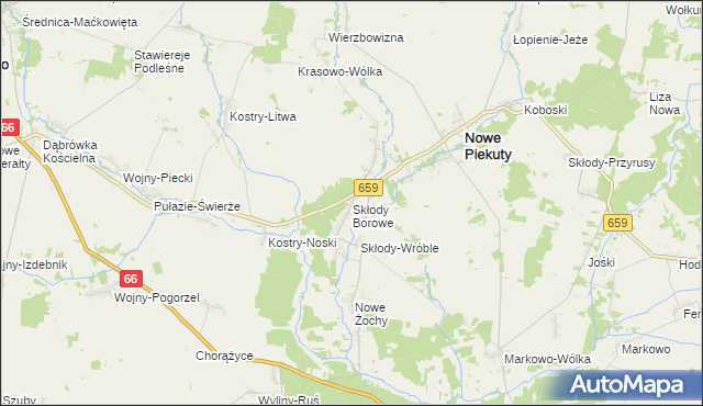 mapa Skłody Borowe, Skłody Borowe na mapie Targeo