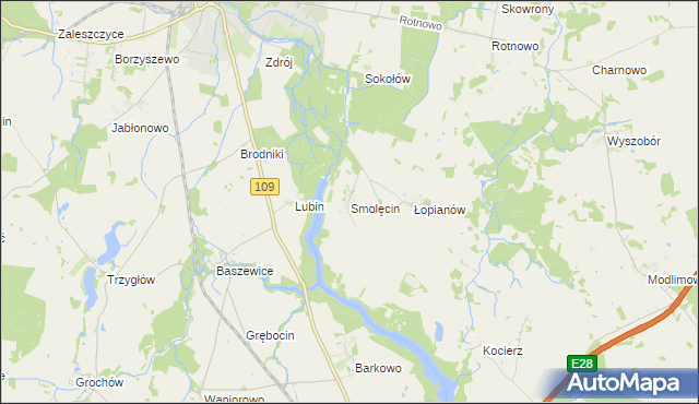 mapa Smolęcin gmina Gryfice, Smolęcin gmina Gryfice na mapie Targeo