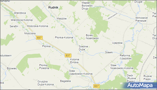 mapa Średnie Duże gmina Nielisz, Średnie Duże gmina Nielisz na mapie Targeo