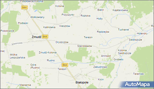 mapa Stanisławów gmina Żmudź, Stanisławów gmina Żmudź na mapie Targeo