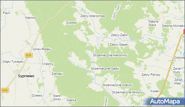 mapa Strzemieczne-Hieronimy, Strzemieczne-Hieronimy na mapie Targeo