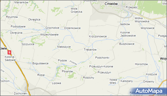 mapa Trębanów, Trębanów na mapie Targeo