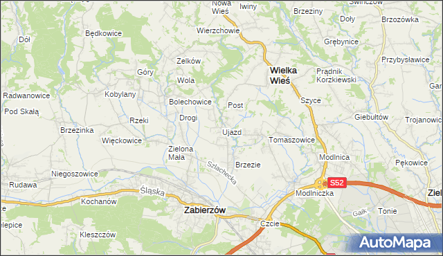 mapa Ujazd gmina Zabierzów, Ujazd gmina Zabierzów na mapie Targeo