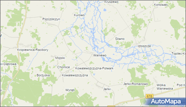 mapa Waniewo gmina Sokoły, Waniewo gmina Sokoły na mapie Targeo
