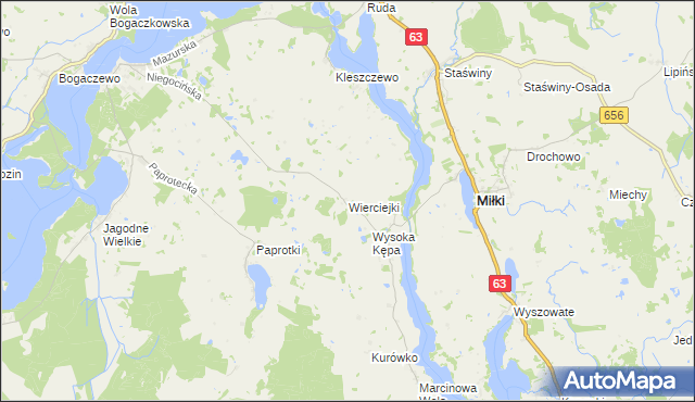 mapa Wierciejki, Wierciejki na mapie Targeo