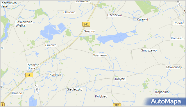 mapa Wiśniewo gmina Wągrowiec, Wiśniewo gmina Wągrowiec na mapie Targeo