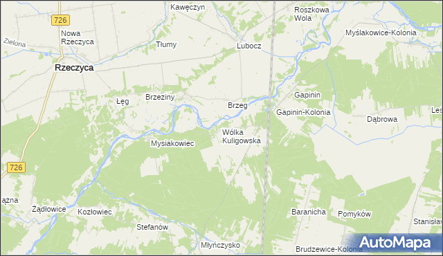 mapa Wólka Kuligowska, Wólka Kuligowska na mapie Targeo