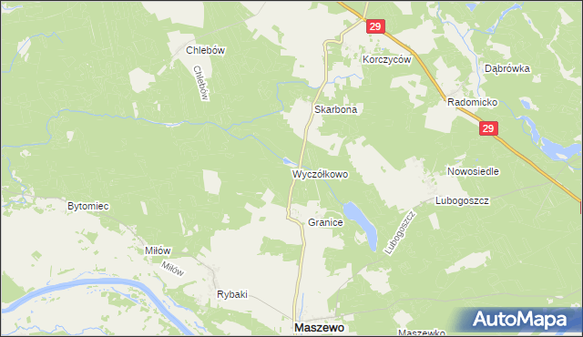 mapa Wyczółkowo gmina Maszewo, Wyczółkowo gmina Maszewo na mapie Targeo