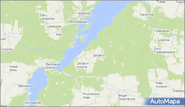 mapa Zarzęcin, Zarzęcin na mapie Targeo