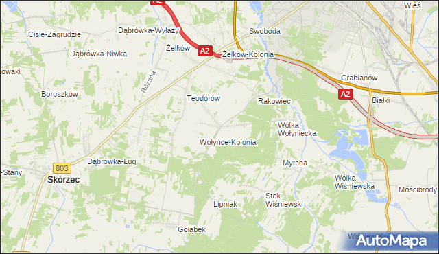 mapa Wołyńce gmina Siedlce, Wołyńce gmina Siedlce na mapie Targeo