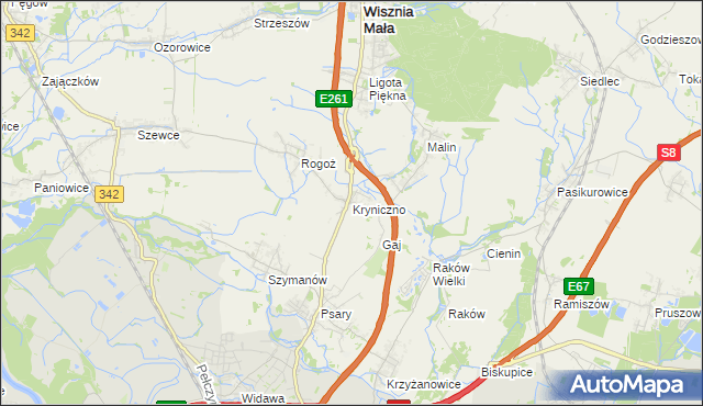 mapa Kryniczno gmina Wisznia Mała, Kryniczno gmina Wisznia Mała na mapie Targeo