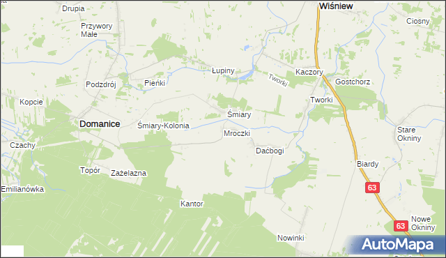 mapa Mroczki gmina Wiśniew, Mroczki gmina Wiśniew na mapie Targeo