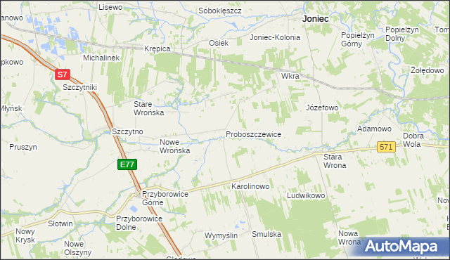 mapa Proboszczewice, Proboszczewice na mapie Targeo