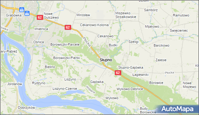 mapa Słupno powiat płocki, Słupno powiat płocki na mapie Targeo