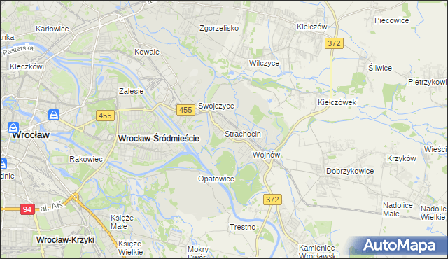 mapa Strachocin gmina Wrocław, Strachocin gmina Wrocław na mapie Targeo