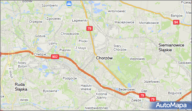 mapa Chorzów, Chorzów na mapie Targeo