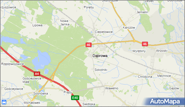 mapa Dąbrowa powiat opolski, Dąbrowa powiat opolski na mapie Targeo