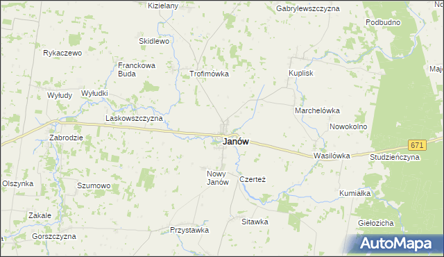 mapa Janów powiat sokólski, Janów powiat sokólski na mapie Targeo