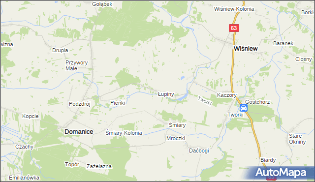 mapa Łupiny gmina Wiśniew, Łupiny gmina Wiśniew na mapie Targeo