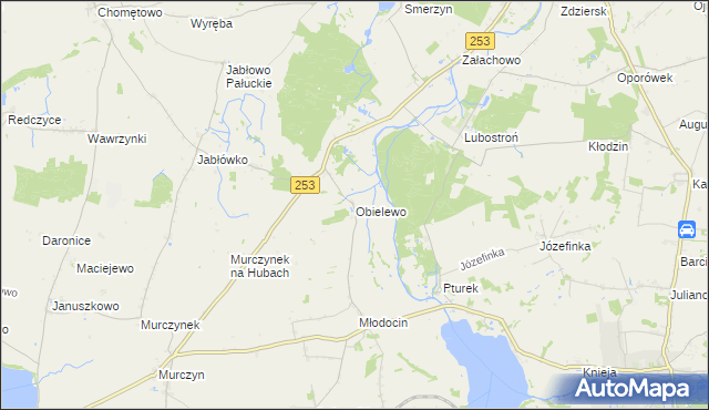 mapa Obielewo, Obielewo na mapie Targeo