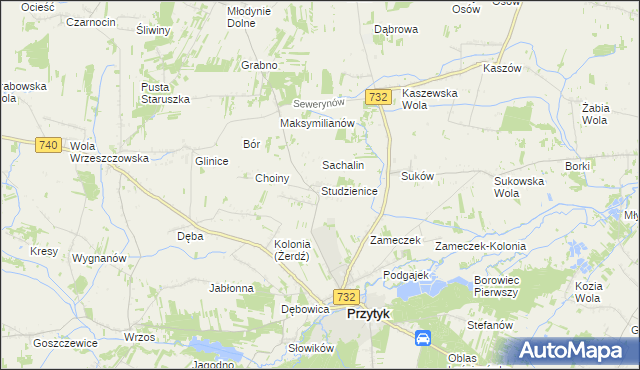 mapa Studzienice gmina Przytyk, Studzienice gmina Przytyk na mapie Targeo