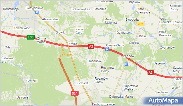 mapa Ciosny gmina Zgierz, Ciosny gmina Zgierz na mapie Targeo