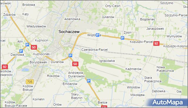 mapa Czyste gmina Sochaczew, Czyste gmina Sochaczew na mapie Targeo