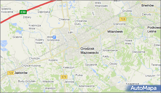 mapa Grodzisk Mazowiecki, Grodzisk Mazowiecki na mapie Targeo