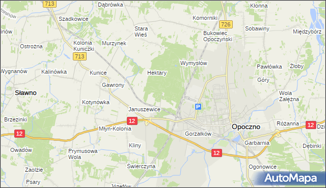 mapa Januszewice Gajówka, Januszewice Gajówka na mapie Targeo