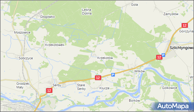 mapa Krzekotów, Krzekotów na mapie Targeo