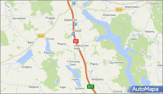 mapa Linki gmina Małdyty, Linki gmina Małdyty na mapie Targeo