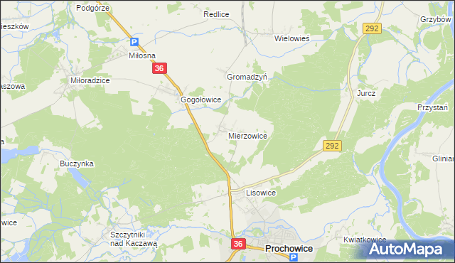 mapa Mierzowice, Mierzowice na mapie Targeo