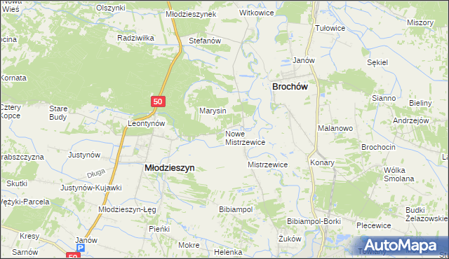mapa Nowe Mistrzewice, Nowe Mistrzewice na mapie Targeo