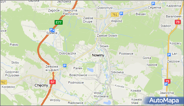 mapa Nowiny gmina Sitkówka-Nowiny, Nowiny gmina Sitkówka-Nowiny na mapie Targeo