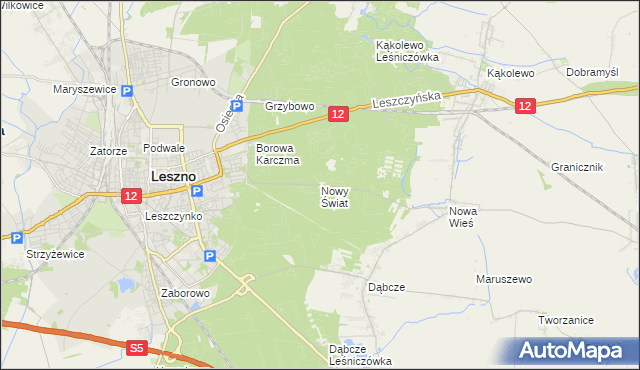 mapa Nowy Świat gmina Rydzyna, Nowy Świat gmina Rydzyna na mapie Targeo