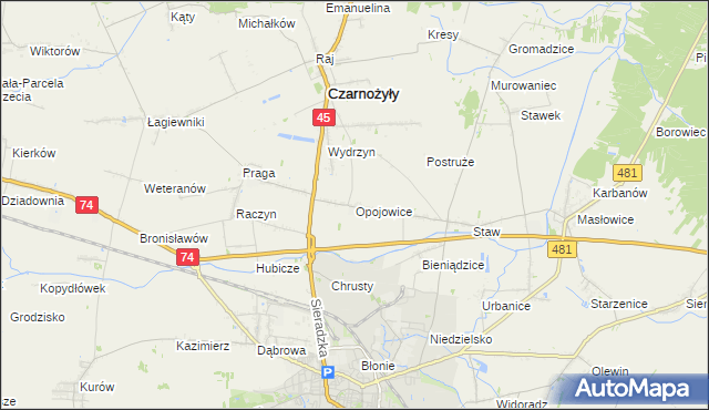 mapa Opojowice, Opojowice na mapie Targeo