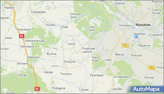 mapa Pustkowie Lgockie, Pustkowie Lgockie na mapie Targeo