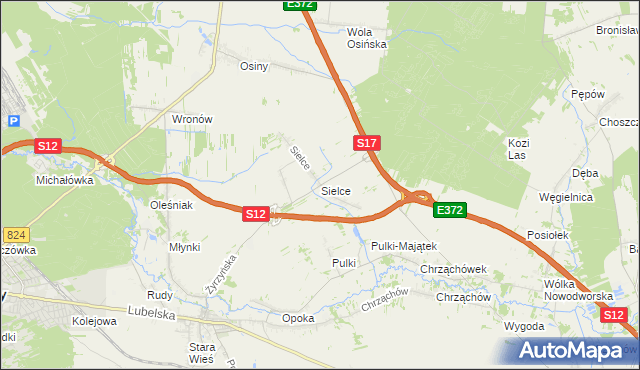 mapa Sielce gmina Końskowola, Sielce gmina Końskowola na mapie Targeo