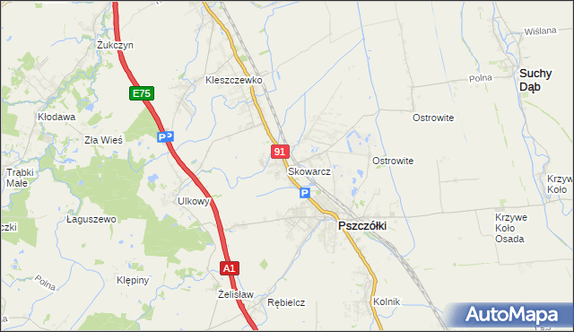 mapa Skowarcz, Skowarcz na mapie Targeo