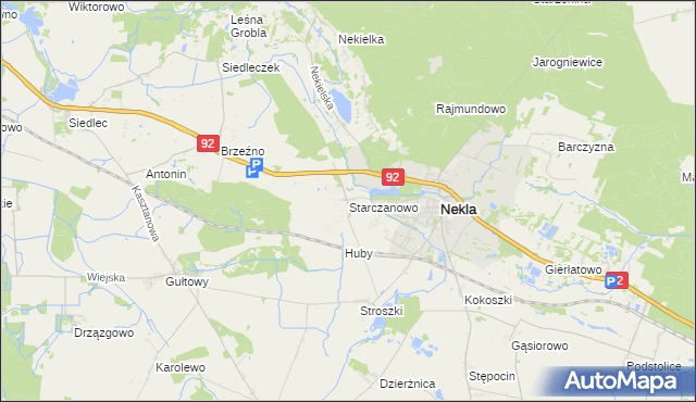 mapa Starczanowo gmina Nekla, Starczanowo gmina Nekla na mapie Targeo