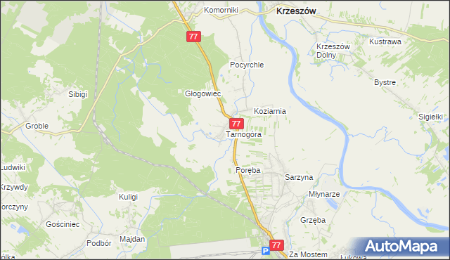 mapa Tarnogóra gmina Nowa Sarzyna, Tarnogóra gmina Nowa Sarzyna na mapie Targeo